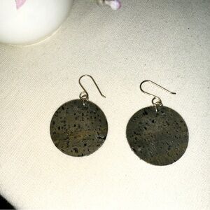 Handmade Silver and Green Cork Drop Earrings—Gem Lounge